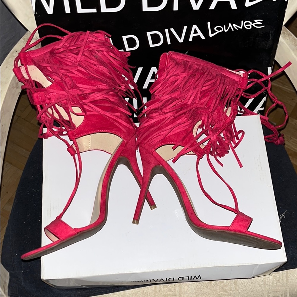 Wild Diva Red Fringe Stiletto Heels